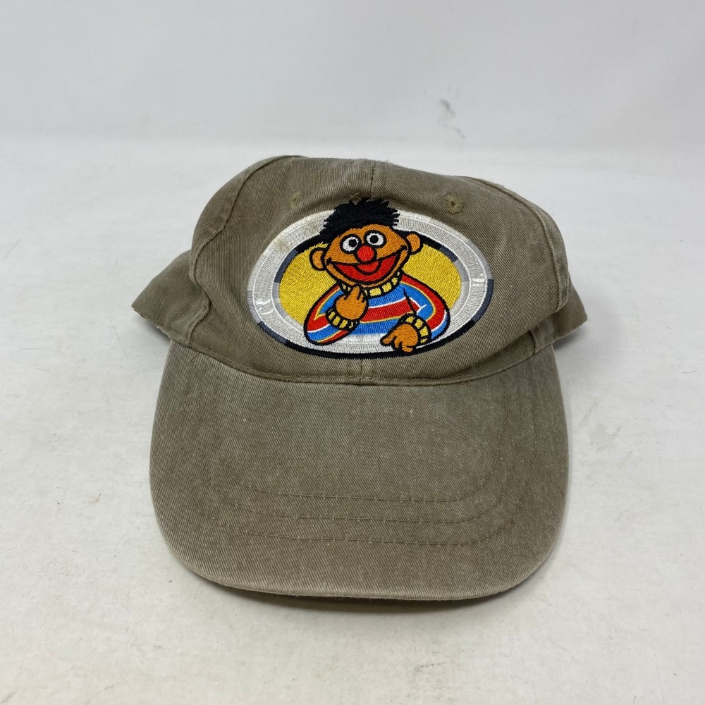 Sesame Street Ernie Embroidered Khaki Dad Hat Leather Strapback Head Start Cap
